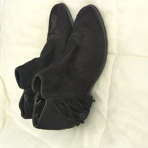 Suede Ankle Boots with Fringe